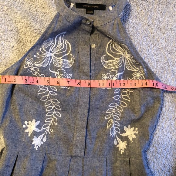 CYNTHIA STEFFE CHAMBRAY LACE DRESS EMBROIDERY SZ 2 - Picture 6 of 10